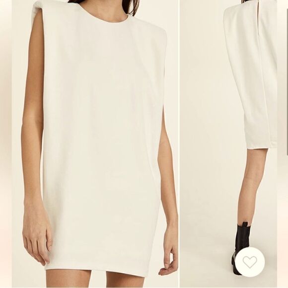 🆕 ENDLESS ROSE | Beige Shoulder Pad Mini Dress Size Small NWT - Picture 3 of 9